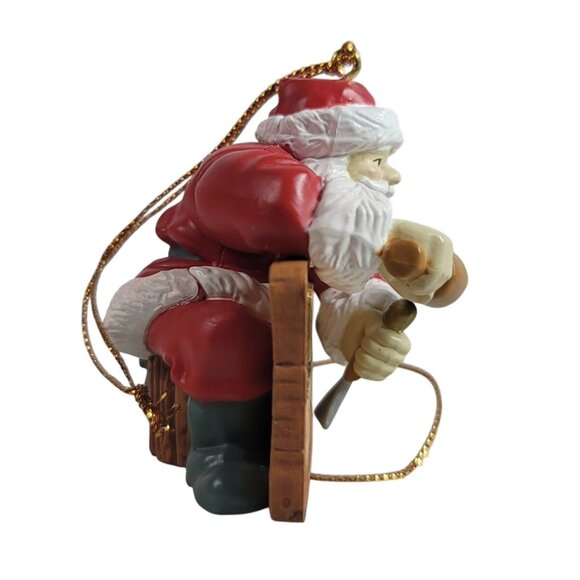 Santa's Best Christmas Ornament Sign of the Times Santa Carving 1992 VTG READ - Picture 4 of 12